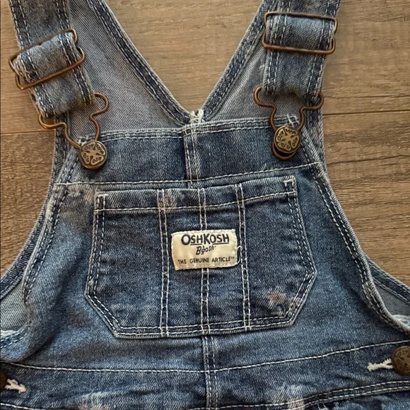 OshKosh B'gosh Kids Distressed Denim Overalls Dress 18 months - Picture 2 of 4